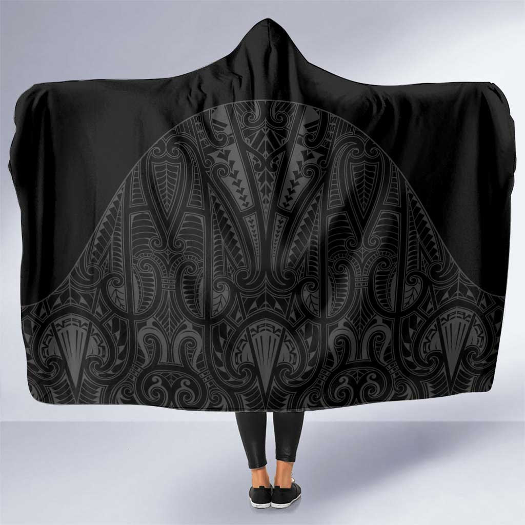 Queensland Maori Rugby Nga Hau e Wha Hooded Blanket Black Motif LT9 One Size Black - Polynesian Pride