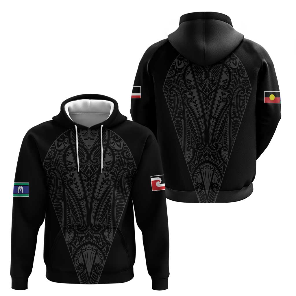 Queensland Maori Rugby Nga Hau e Wha Hoodie Black Motif