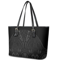 Queensland Maori Rugby Nga Hau e Wha Leather Tote Bag Black Motif