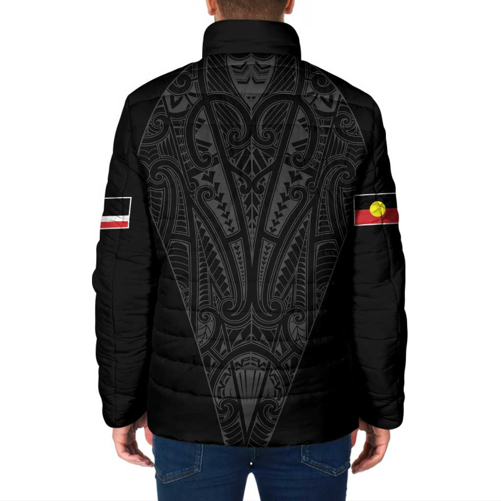 Queensland Maori Rugby Nga Hau e Wha Padded Jacket Black Motif - Polynesian Pride