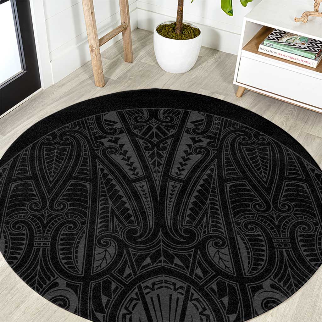 Queensland Maori Rugby Nga Hau e Wha Round Carpet Black Motif LT9 Black - Polynesian Pride