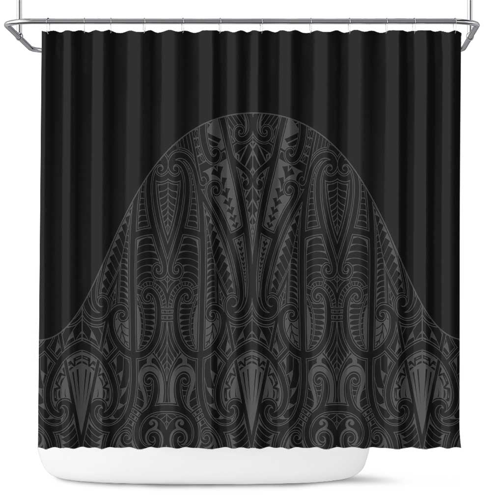 Queensland Maori Rugby Nga Hau e Wha Shower Curtain Black Motif LT9 Black - Polynesian Pride