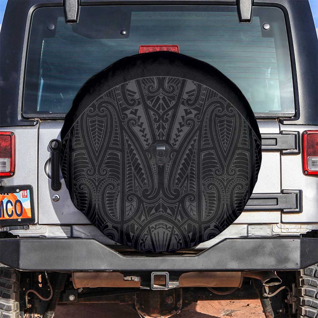 Queensland Maori Rugby Nga Hau e Wha Spare Tire Cover Black Motif LT9 Black - Polynesian Pride