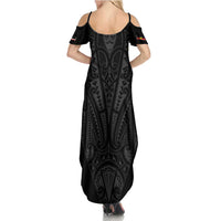 Queensland Maori Rugby Nga Hau e Wha Summer Maxi Dress Black Motif