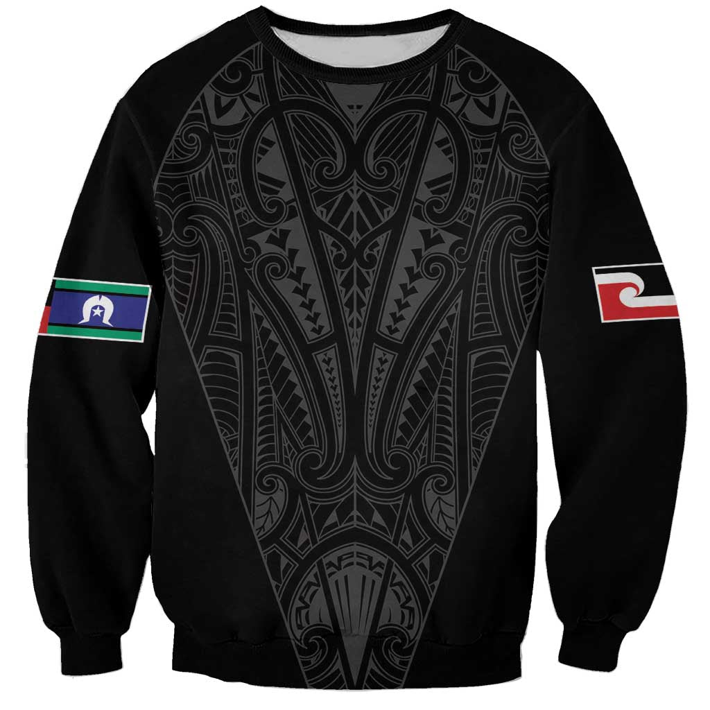 Queensland Maori Rugby Nga Hau e Wha Sweatshirt Black Motif LT9 Unisex Black - Polynesian Pride