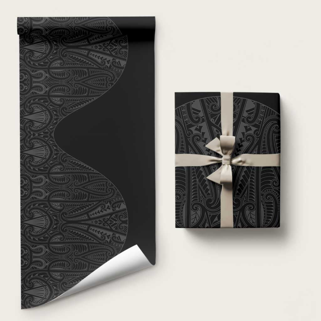 Queensland Maori Rugby Nga Hau e Wha Wrapping Paper Black Motif - Polynesian Pride