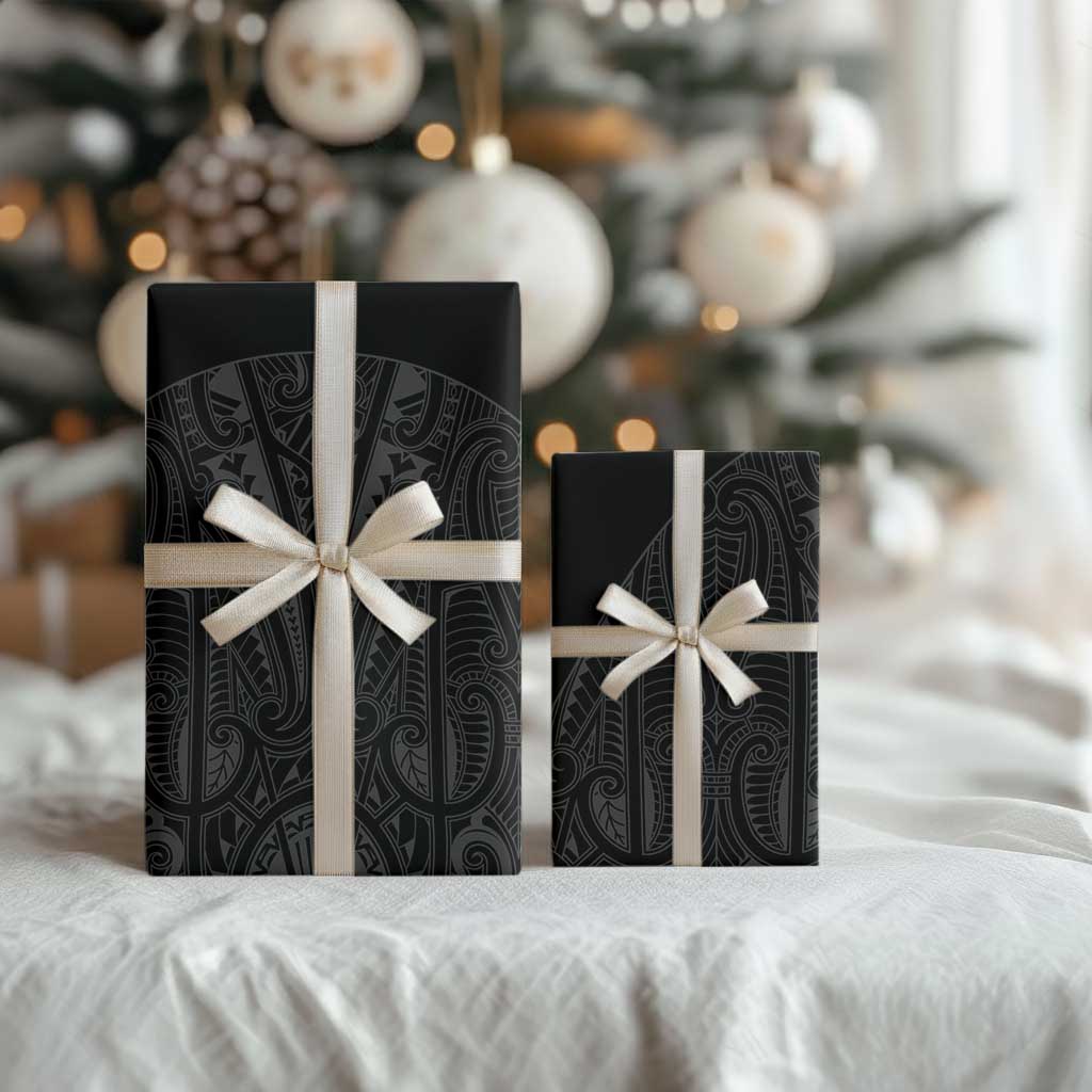 Queensland Maori Rugby Nga Hau e Wha Wrapping Paper Black Motif - Polynesian Pride