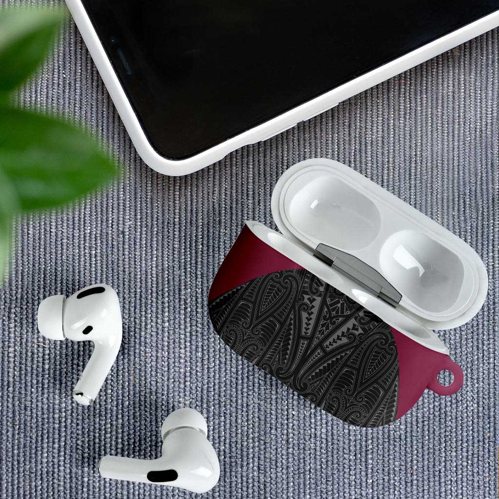 Queensland Maori Rugby Nga Hau e Wha AirPods Case Maroon Motif - Polynesian Pride