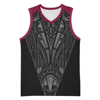 Queensland Maori Rugby Nga Hau e Wha Basketball Jersey Maroon Motif - Polynesian Pride