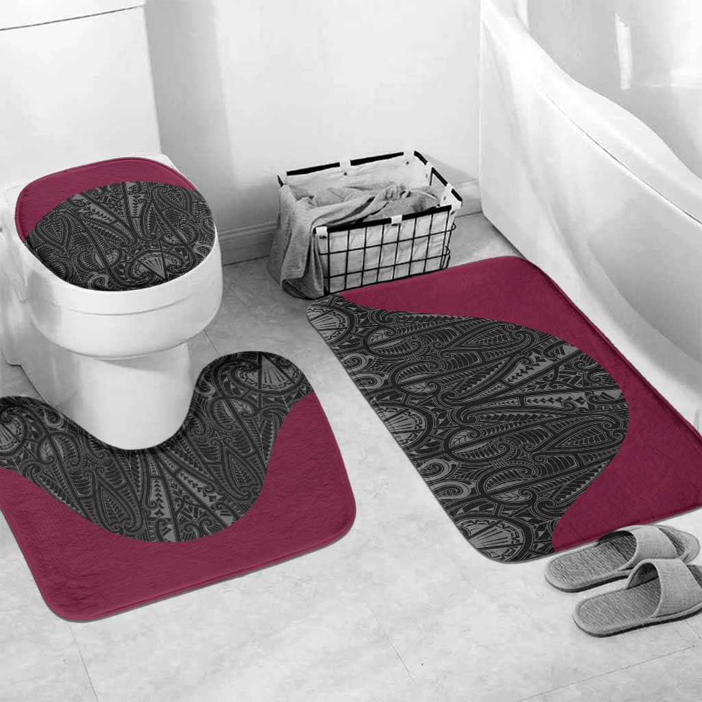 Queensland Maori Rugby Nga Hau e Wha Bathroom Set Maroon Motif - Polynesian Pride