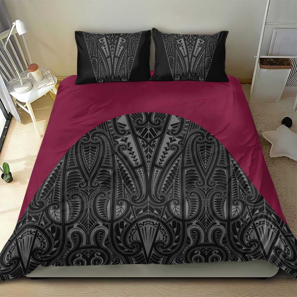 Queensland Maori Rugby Nga Hau e Wha Bedding Set Maroon Motif