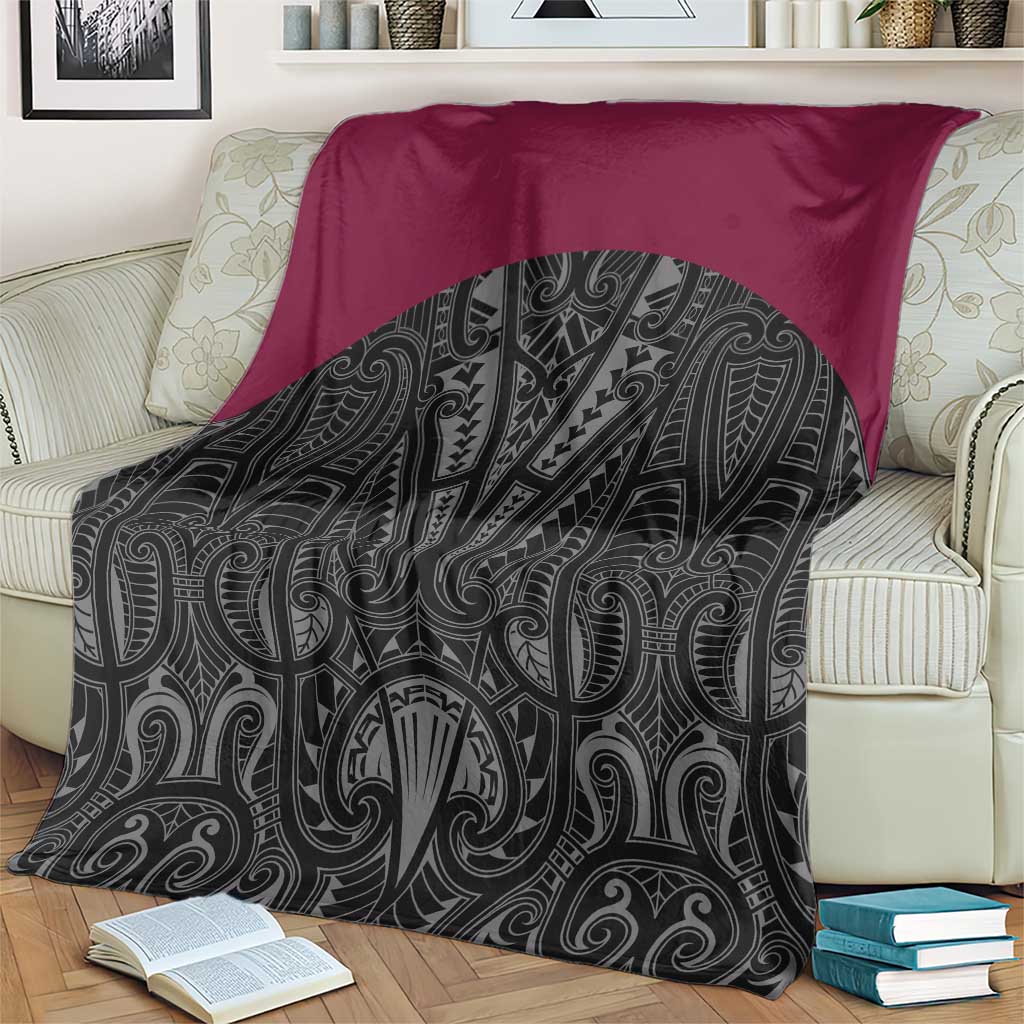 Queensland Maori Rugby Nga Hau e Wha Blanket Maroon Motif