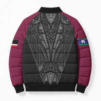 Queensland Maori Rugby Nga Hau e Wha Bomber Puffer Jacket Maroon Motif - Polynesian Pride