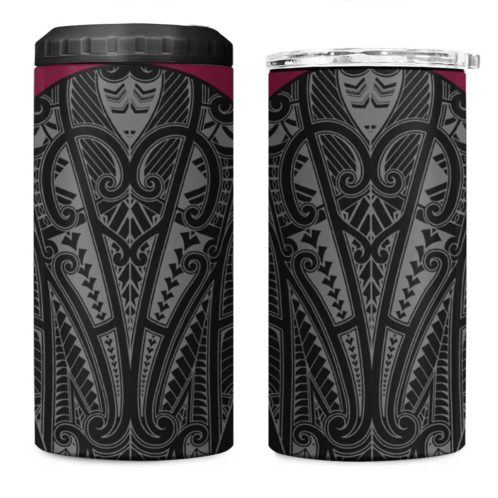 Queensland Maori Rugby Nga Hau e Wha 4 in 1 Can Cooler Tumbler Maroon Motif