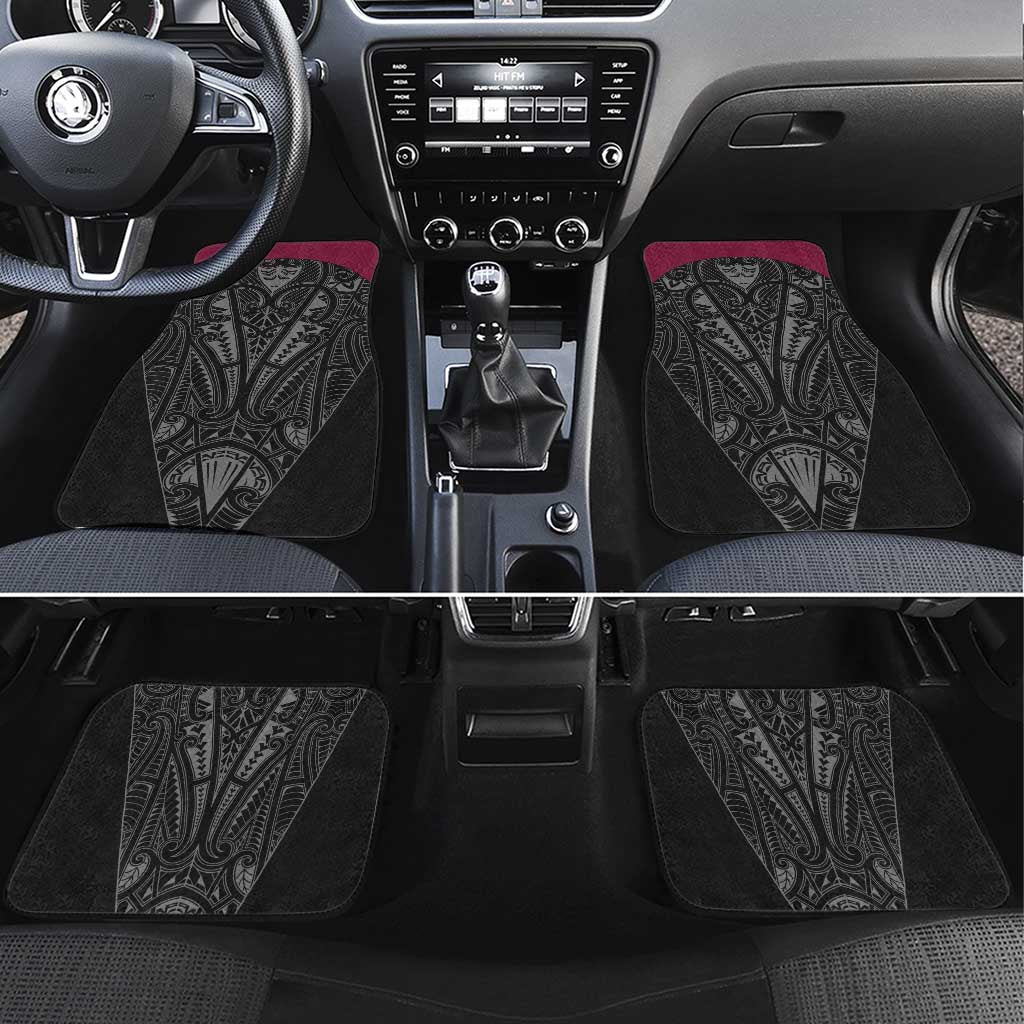 Queensland Maori Rugby Nga Hau e Wha Car Mats Maroon Motif LT9 Set 4pcs Maroon - Polynesian Pride