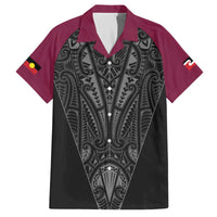 Queensland Maori Rugby Nga Hau e Wha Family Matching Off The Shoulder Long Sleeve Dress and Hawaiian Shirt Maroon Motif