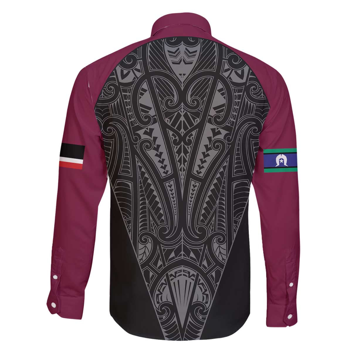 Queensland Maori Rugby Nga Hau e Wha Family Matching Off The Shoulder Long Sleeve Dress and Hawaiian Shirt Maroon Motif