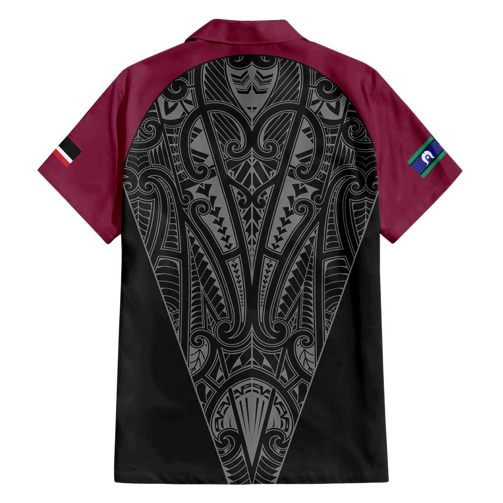 Queensland Maori Rugby Nga Hau e Wha Family Matching Puletasi and Hawaiian Shirt Maroon Motif
