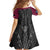 Queensland Maori Rugby Nga Hau e Wha Family Matching Short Sleeve Bodycon Dress and Hawaiian Shirt Maroon Motif