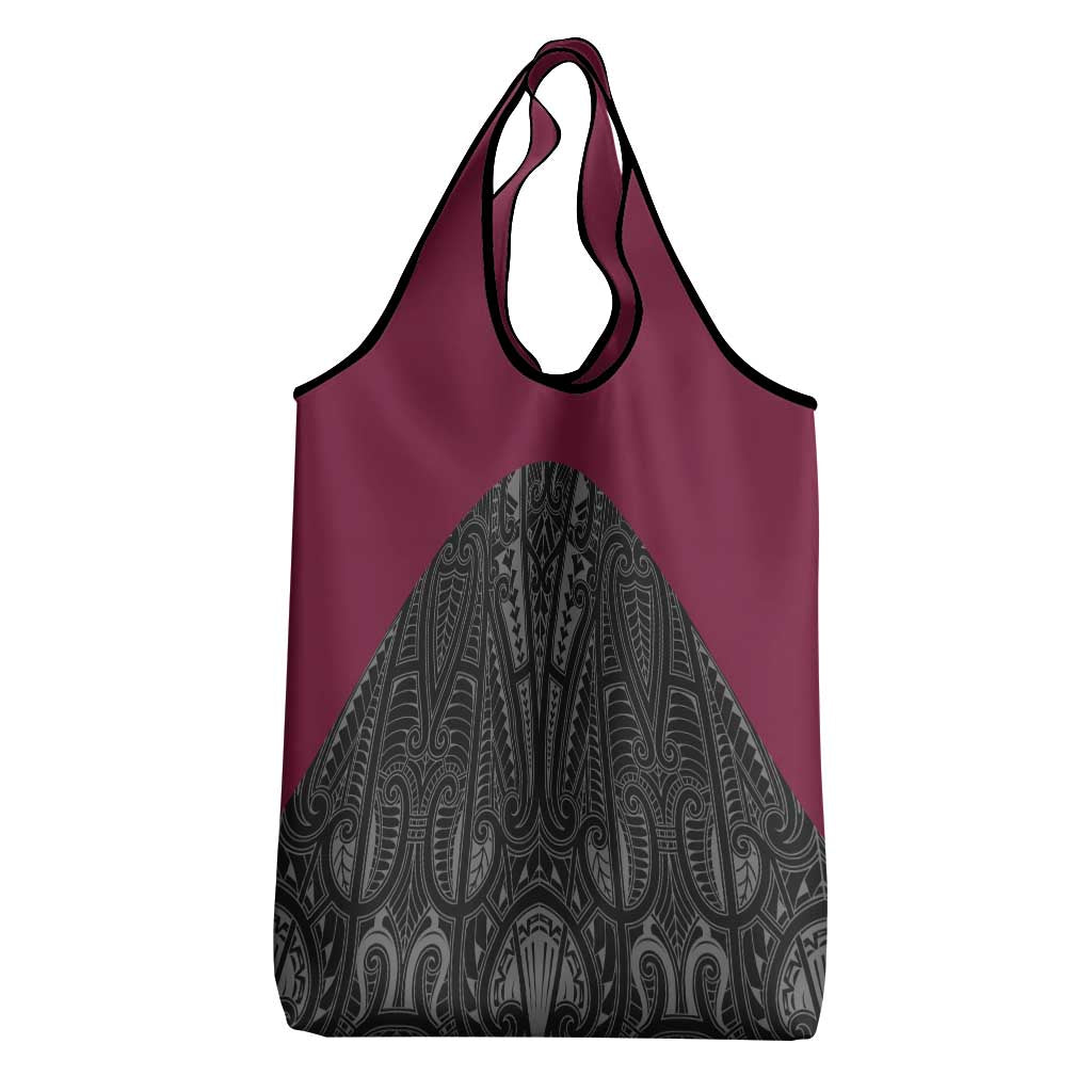 Queensland Maori Rugby Nga Hau e Wha Grocery Bag Maroon Motif