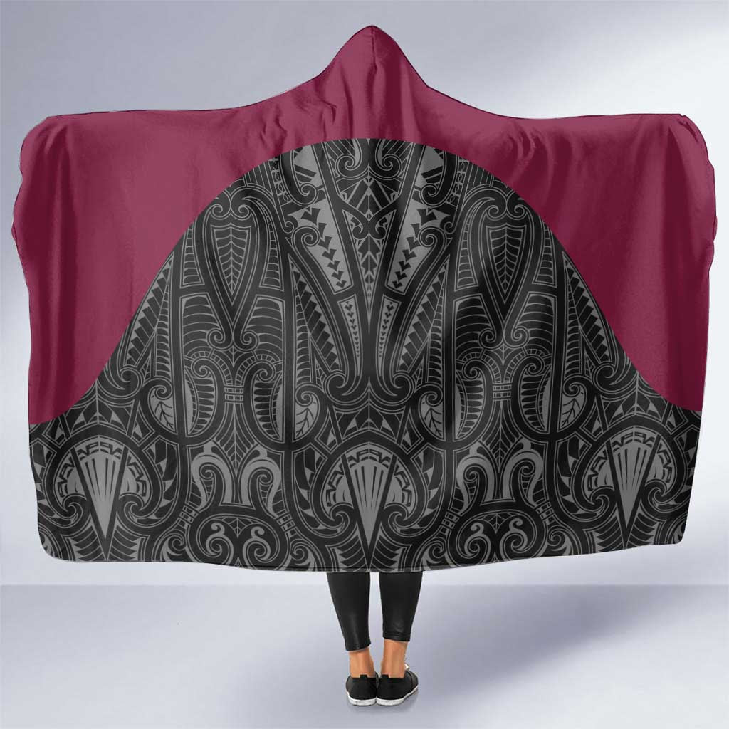 Queensland Maori Rugby Nga Hau e Wha Hooded Blanket Maroon Motif LT9 One Size Maroon - Polynesian Pride