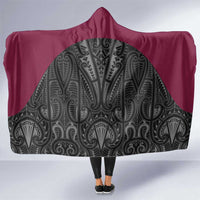 Queensland Maori Rugby Nga Hau e Wha Hooded Blanket Maroon Motif