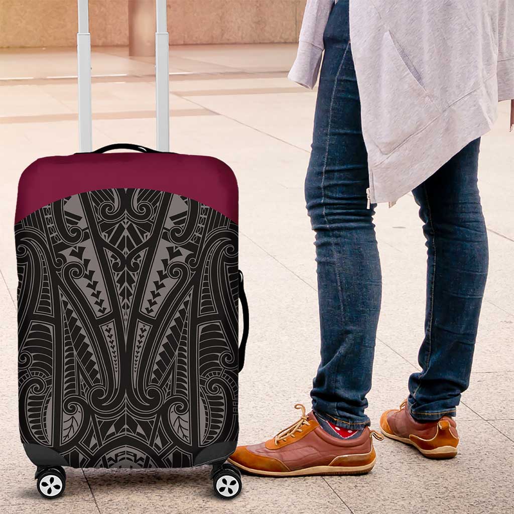 Queensland Maori Rugby Nga Hau e Wha Luggage Cover Maroon Motif LT9 Maroon - Polynesian Pride