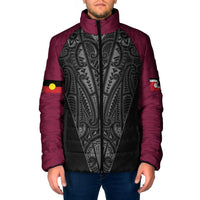 Queensland Maori Rugby Nga Hau e Wha Padded Jacket Maroon Motif - Polynesian Pride