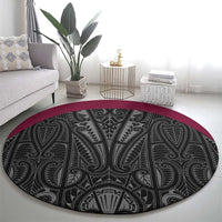 Queensland Maori Rugby Nga Hau e Wha Round Carpet Maroon Motif
