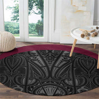 Queensland Maori Rugby Nga Hau e Wha Round Carpet Maroon Motif