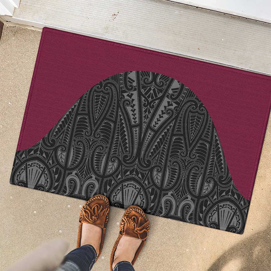 Queensland Maori Rugby Nga Hau e Wha Rubber Doormat Maroon Motif