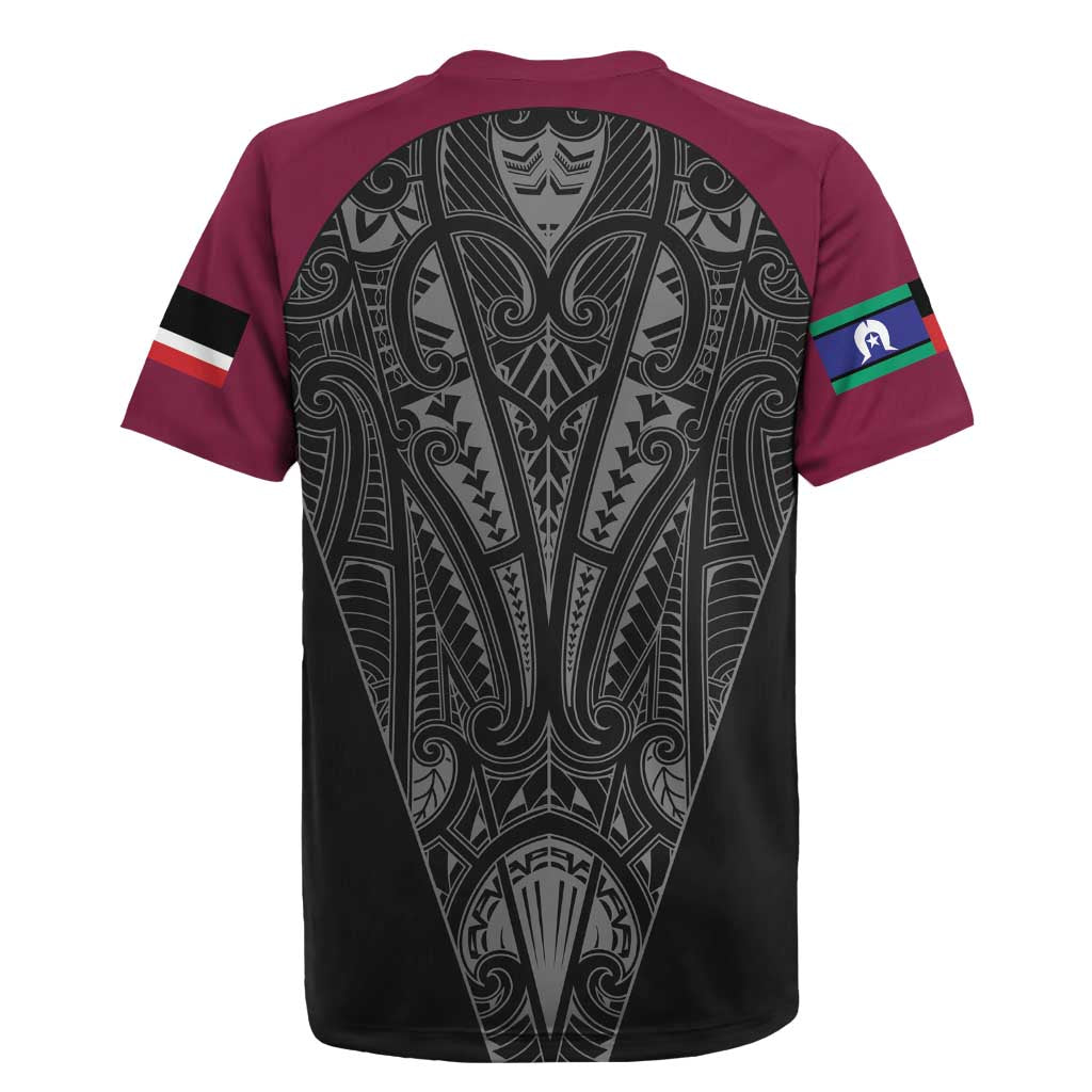 Queensland Maori Rugby Nga Hau e Wha Rugby Jersey Maroon Motif