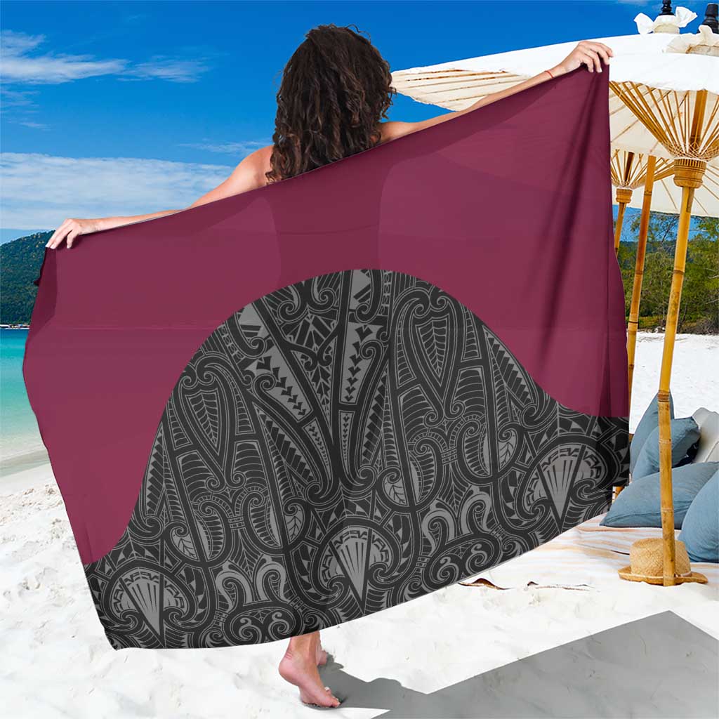 Queensland Maori Rugby Nga Hau e Wha Sarong Maroon Motif LT9 One Size 44 x 66 inches Maroon - Polynesian Pride