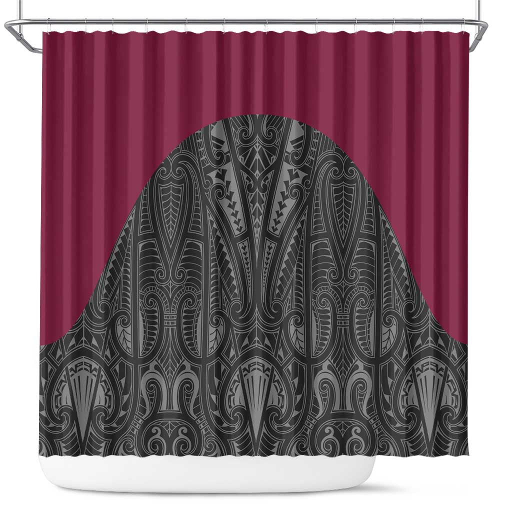 Queensland Maori Rugby Nga Hau e Wha Shower Curtain Maroon Motif LT9 Maroon - Polynesian Pride