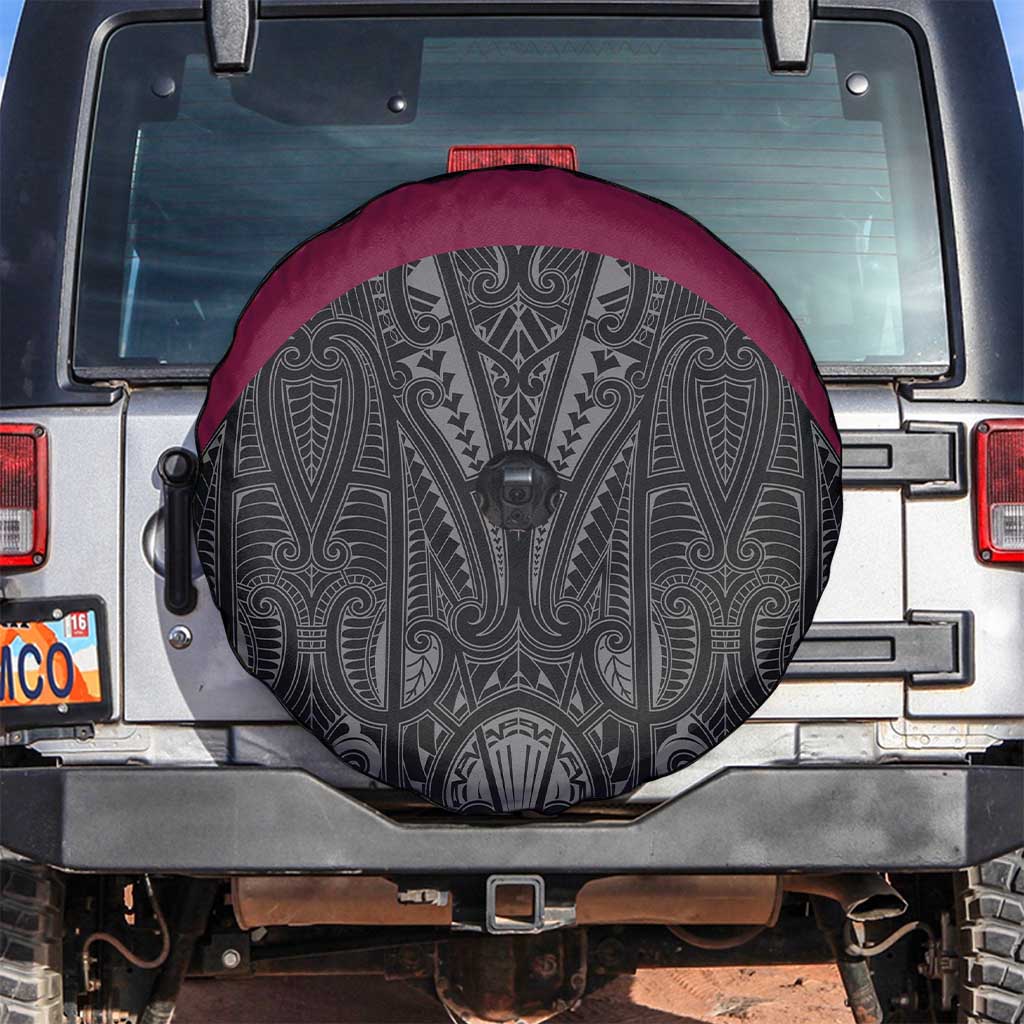 Queensland Maori Rugby Nga Hau e Wha Spare Tire Cover Maroon Motif LT9 Maroon - Polynesian Pride