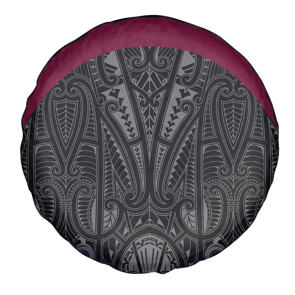 Queensland Maori Rugby Nga Hau e Wha Spare Tire Cover Maroon Motif
