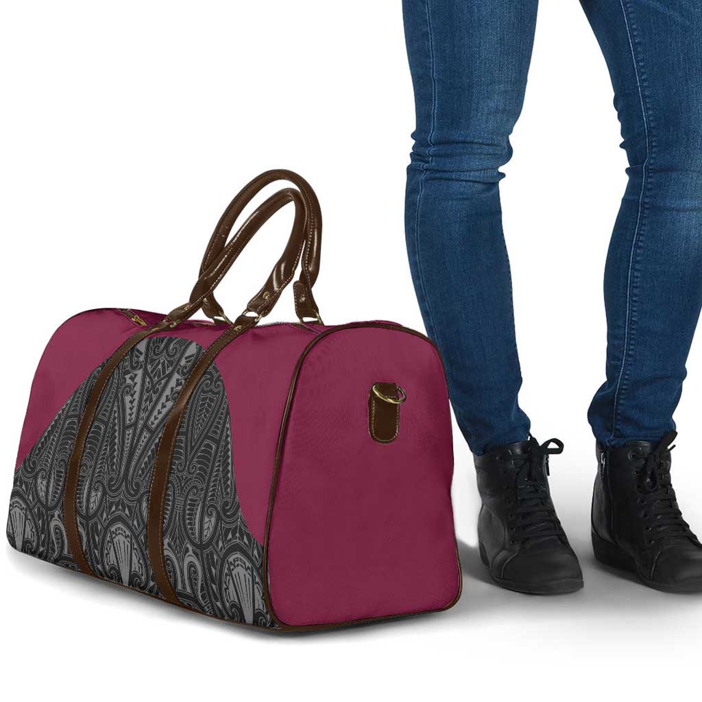 Queensland Maori Rugby Nga Hau e Wha Travel Bag Maroon Motif - Polynesian Pride