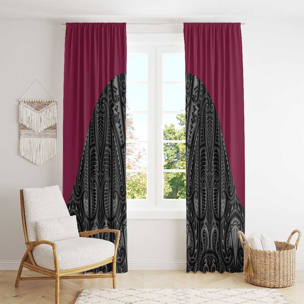 Queensland Maori Rugby Nga Hau e Wha Window Curtain Maroon Motif