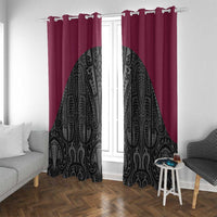Queensland Maori Rugby Nga Hau e Wha Window Curtain Maroon Motif