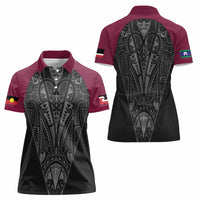 Queensland Maori Rugby Nga Hau e Wha Women Polo Shirt Maroon Motif