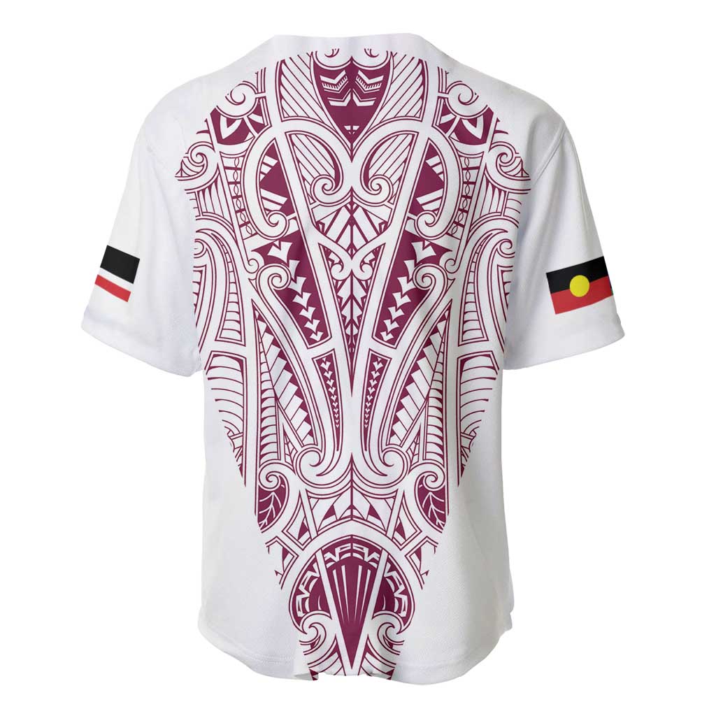 Queensland Maori Rugby Nga Hau e Wha Baseball Jersey White Motif