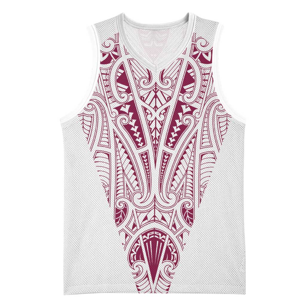 Queensland Maori Rugby Nga Hau e Wha Basketball Jersey White Motif - Polynesian Pride