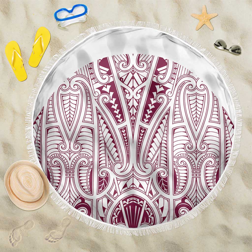 Queensland Maori Rugby Nga Hau e Wha Beach Blanket White Motif LT9 One Size 150cm White - Polynesian Pride