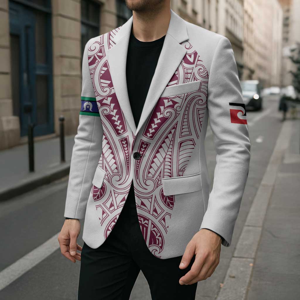 Queensland Maori Rugby Nga Hau e Wha Blazer White Motif - Polynesian Pride
