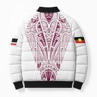 Queensland Maori Rugby Nga Hau e Wha Bomber Puffer Jacket White Motif - Polynesian Pride