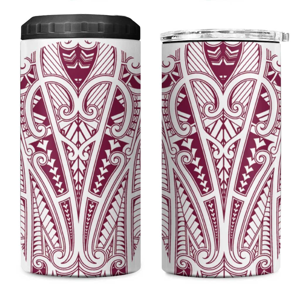Queensland Maori Rugby Nga Hau e Wha 4 in 1 Can Cooler Tumbler White Motif LT9 One Size: 16 oz White - Polynesian Pride