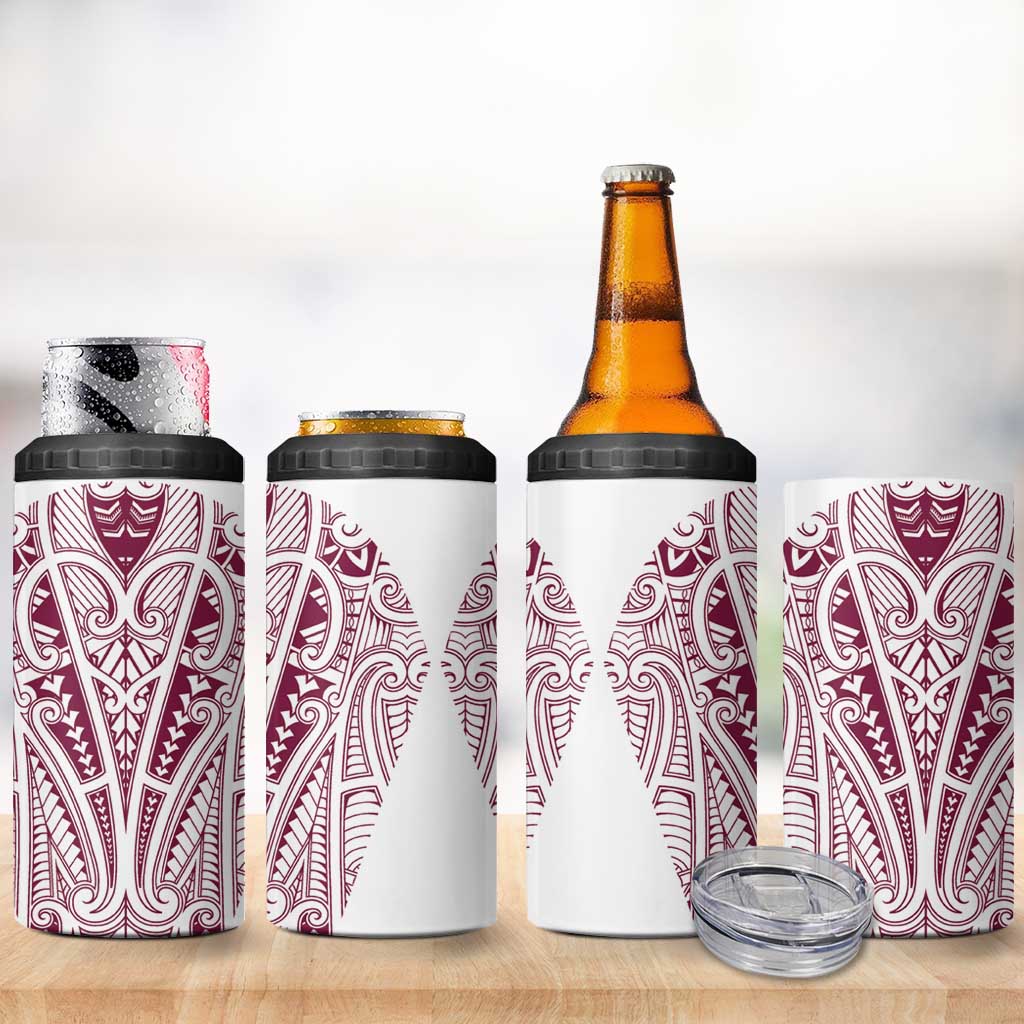 Queensland Maori Rugby Nga Hau e Wha 4 in 1 Can Cooler Tumbler White Motif