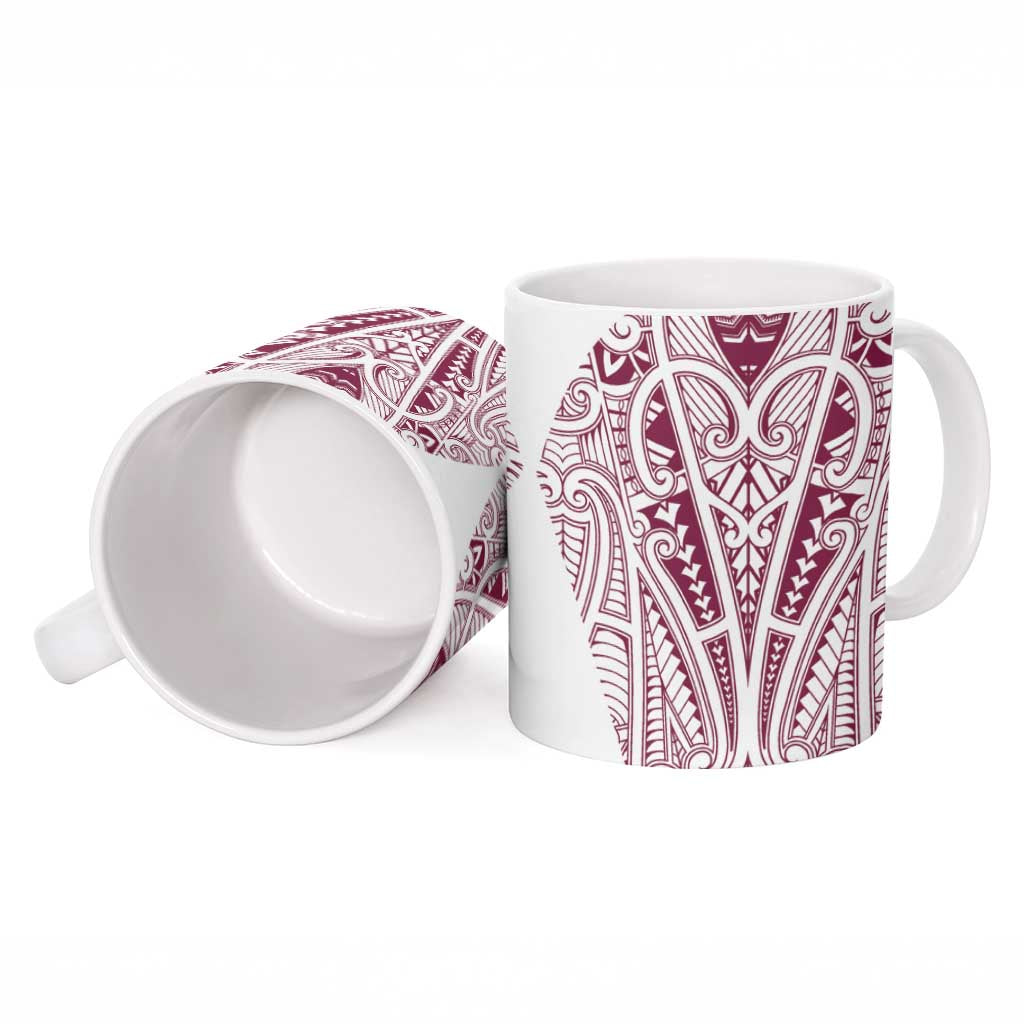Queensland Maori Rugby Nga Hau e Wha Ceramic Mug White Motif - Polynesian Pride
