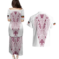 Queensland Maori Rugby Nga Hau e Wha Couples Matching Puletasi and Hawaiian Shirt White Motif