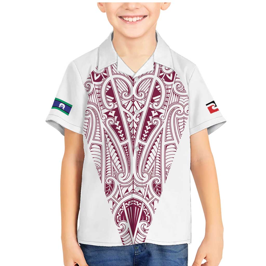 Queensland Maori Rugby Nga Hau e Wha Family Matching Mermaid Dress and Hawaiian Shirt White Motif